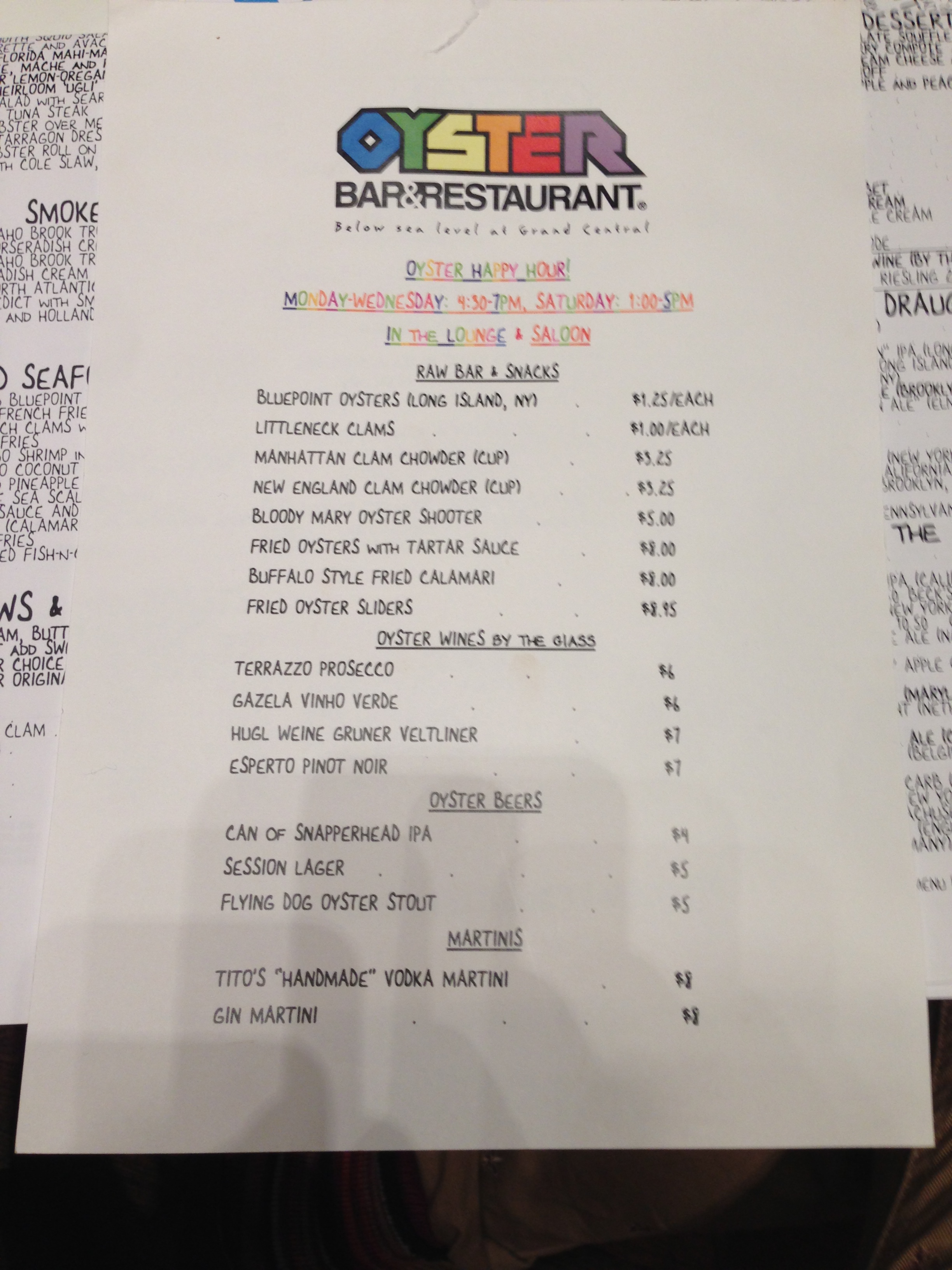 Grand Central Oyster Bar & Restaurant オイスターバー ニューヨーク旅行 ～意外と知らない旅の裏技～